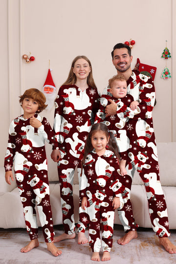 Burgunder Bear Familie Pyjamassett